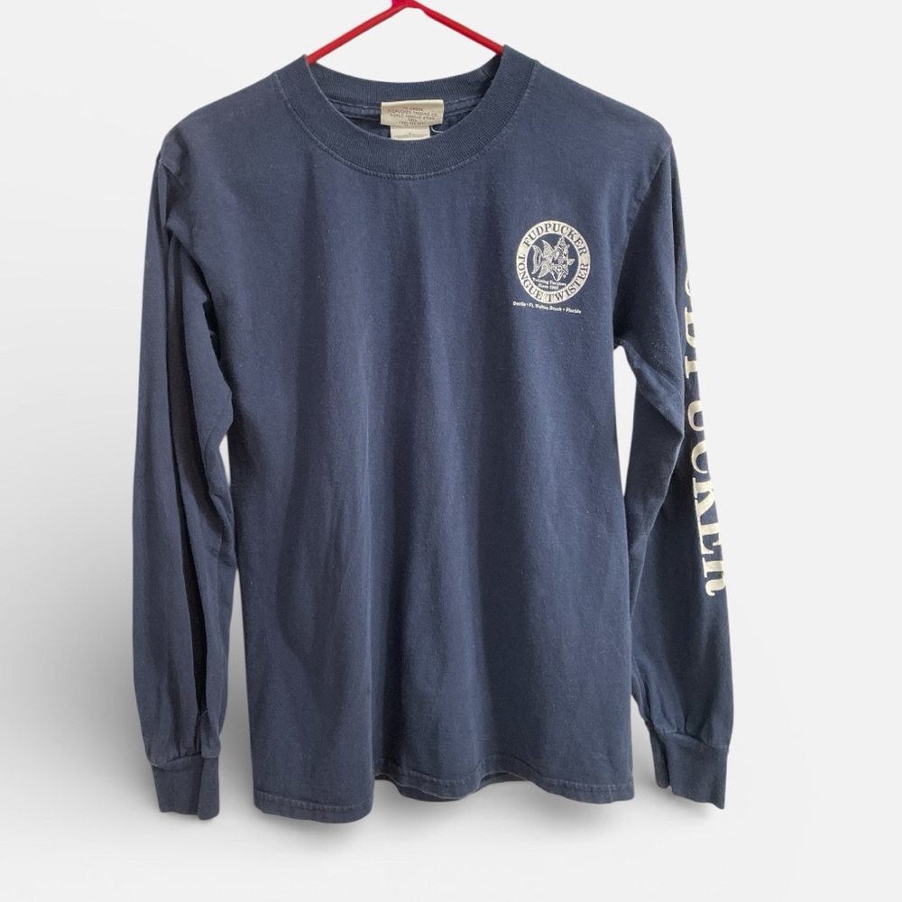 Vintage Y2K Fudpucker Trading Co Long Sleeve T-Shirt FL Navy Graphic Tee Small